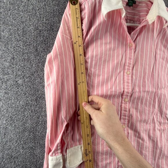 Lauren Ralph Lauren Contrast Collar Pink White Button Up Shirt Women Medium - Picture 8 of 14